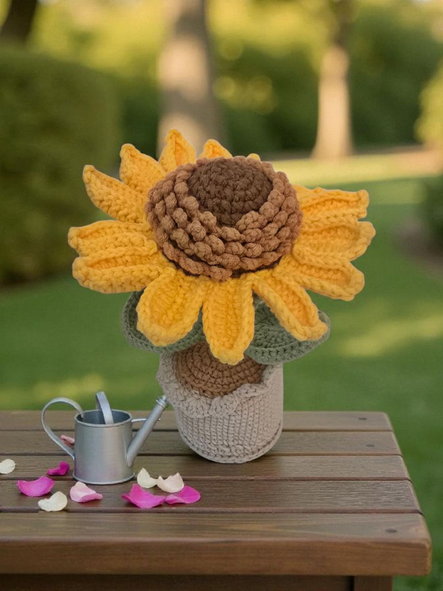 Hand made crochet flowers pots